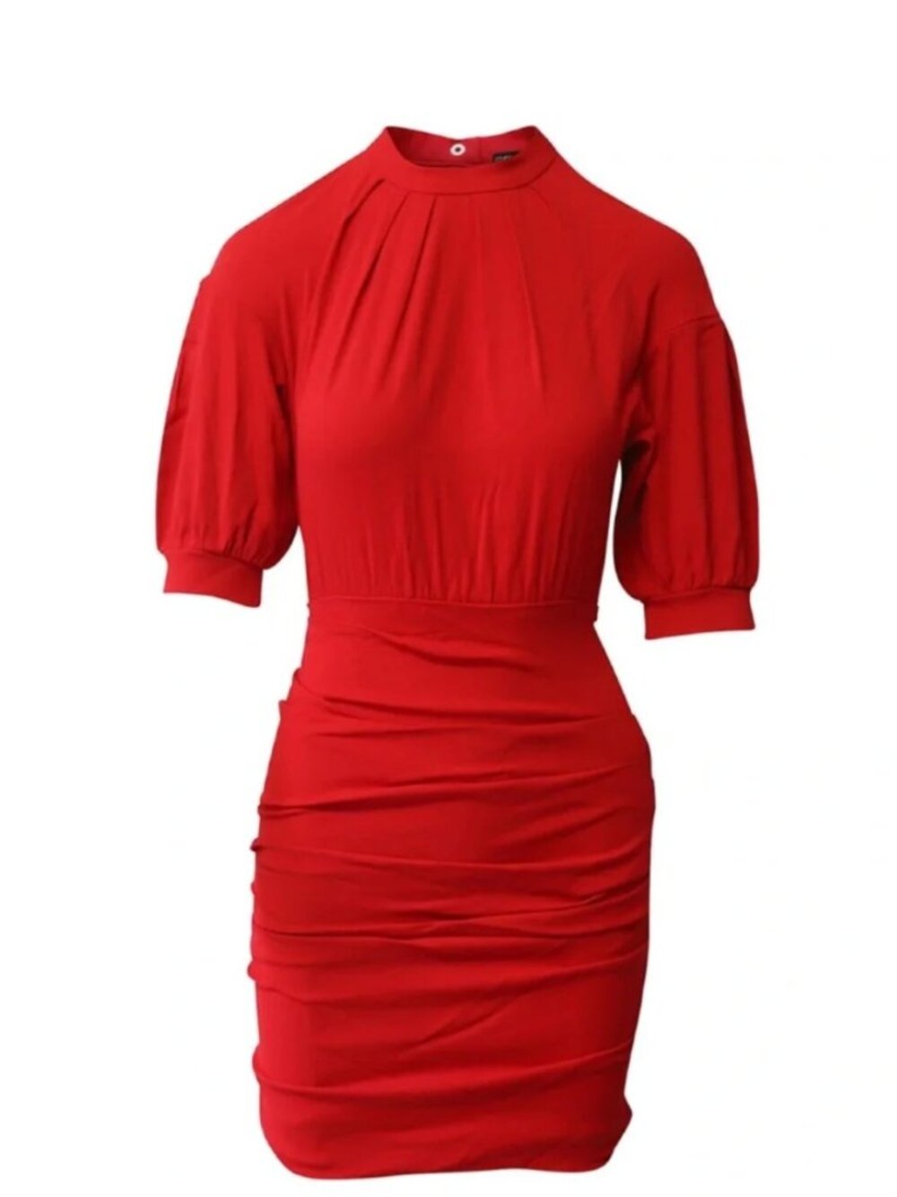 MAJE Roxia Crepe Ruched Half Sleeves Mini Red Dress Size 3 US L